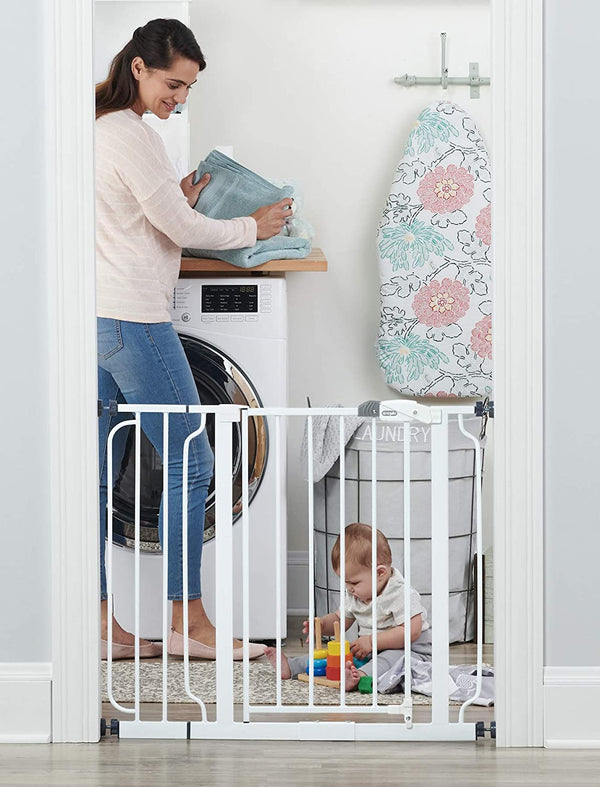 Regalo Extra Wide Safety Gate  – Adjustable Baby & Pet Gate with Walk-Through Door, Pressure Mount & Hardware, Secure for Stairs, Hallways & Doorways