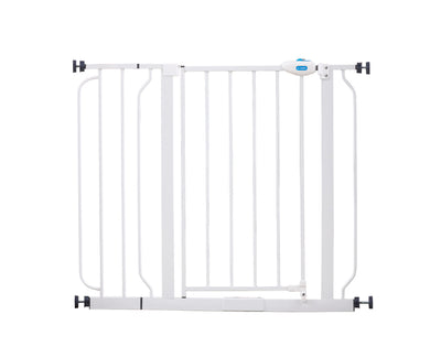 Regalo Extra Wide Safety Gate– Adjustable Baby & Pet Gate with Walk-Through Door, Pressure Mount & Hardware, Secure for Stairs, Hallways & Doorways