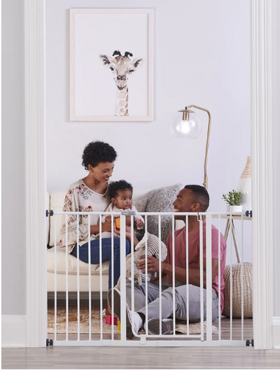 Regalo Baby Easy Open Safety Gate | Extra-Wide Expandable Gate 29”-47” | Pressure-Mounted for Doorways & Stairs | Secure & Convenient Walk-Through Design