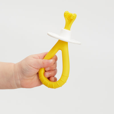 Frida Baby Training Toothbrush for Babies with Soft Silicone Bristles, Yellow