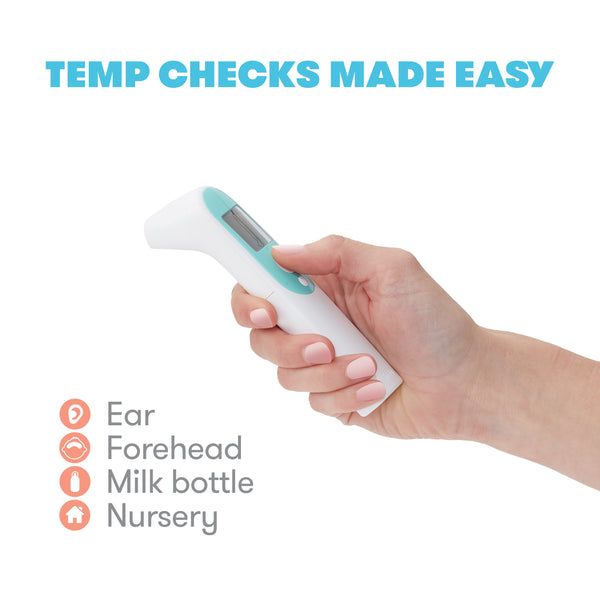Frida Baby Infrared Thermometer 3 In 1 Ear, Forehead + Touchless For Babies, Toddlers, Adults, And Bottle Temperatures, White
