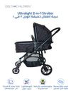 Easy One-Fold Ultralight 2-in-1 Baby Stroller | Reversible Seat | Bassinet Mode | 92x56x110 CM | Lightweight | Newborn to Toddler | Black | Compact Travel