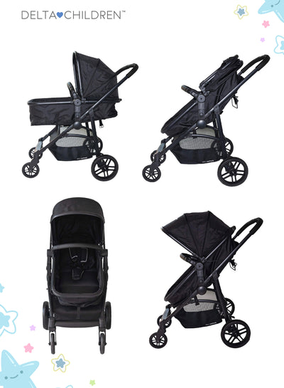 Easy One-Fold Ultralight 2-in-1 Baby Stroller | Reversible Seat | Bassinet Mode | 92x56x110 CM | Lightweight | Newborn to Toddler | Black | Compact Travel