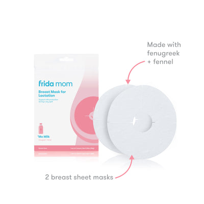 Frida Mom Breast Mask for Lactation - Made with Fenugreek + Fennel to Increase Milk Supply - 2 Sheet Masks