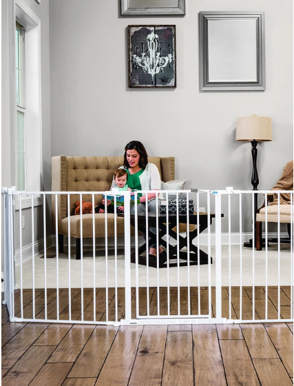 Regalo Super Wide Baby Gate & Play Yard – Adjustable 192-Inch Extra Wide Barrier, 2-in-1 Safety Gate & Playpen, Wall-Mounted & Freestanding, Easy Setup