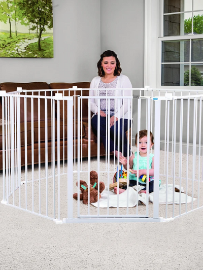 Regalo Super Wide Baby Gate & Play Yard – Adjustable 192-Inch Extra Wide Barrier, 2-in-1 Safety Gate & Playpen, Wall-Mounted & Freestanding, Easy Setup