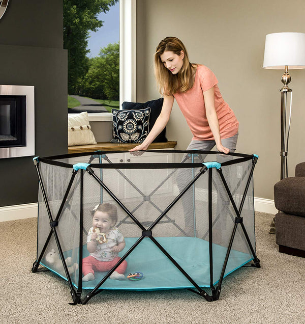 Regalo My Play Portable Play Yard – Safe, Spacious & Travel-Friendly Baby Playpen for Indoor & Outdoor Use – Sturdy Frame, Breathable Mesh, & Easy Setup