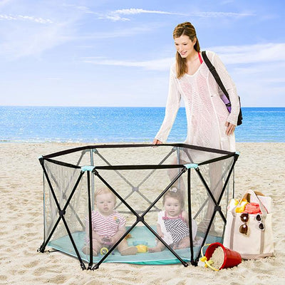 Regalo My Play Portable Play Yard – Safe, Spacious & Travel-Friendly Baby Playpen for Indoor & Outdoor Use – Sturdy Frame, Breathable Mesh, & Easy Setup