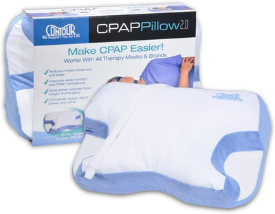 Contour CPAP Pillow 2.0 - 2-in-1 Cooling Plush CPAP Comfort Pillow - Reduce Air Leaks & Mask Pressure, Hose Tangles, Mask Discomfort & Adjust Thickness, for Side, Stomach, Back Sleepers, All Masks - White