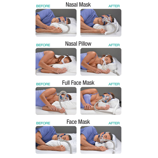 Contour CPAPMax 2-in-1 Cooling Plush CPAP Comfort Pillow - Reduce Air Leaks & Mask Pressure, Hose Tangles, Mask Discomfort & Adjust Thickness, for Side, Stomach, Back Sleepers, All Masks - White