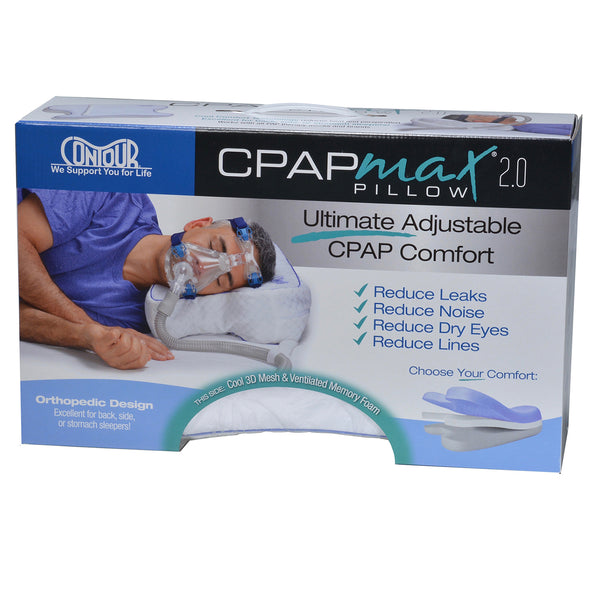 Contour CPAPMax 2-in-1 Cooling Plush CPAP Comfort Pillow - Reduce Air Leaks & Mask Pressure, Hose Tangles, Mask Discomfort & Adjust Thickness, for Side, Stomach, Back Sleepers, All Masks - White