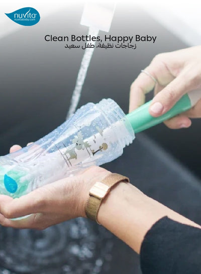Bottle Brush with Mini Teat Brush | Curved Head | Nylon Bristles | BPA-Free | Dishwasher-Safe | Perfect for Baby Bottles, Teats & Accessories | Convenient & Effective Cleaning Tool