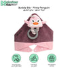 3-in-1 Sensory Teething Toy & Bib | Pinky Penguin | 100% Food Grade Silicone | Adjustable Strap | BPA Free | Soft & Reversible Bib | For Babies 2-3 Months | 26.16 x 18.79 x 4.82 CM - BB05PE