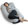 PharMeDoc Pregnancy Pillow, U-Shape (Jersey Grey, Detachable) Full Body Pillow and Maternity Support for Back, Hips, Legs, Belly for Pregnant Women, Jersey Grey