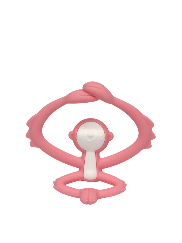 Mombella Hugging Monkey Teether Toy for Babies 5+ Months – BPA-Free, Soft Silicone, Safe & Fun Design for Teething Relief, Easy-Grip, Ideal Gift - Pink