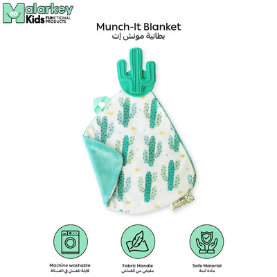 Teething Blanket for Babies | Soft Silicone Teether | Cactus Design | BPA-Free & Safe | Machine Washable | 25 x 25 x 3 cm | Suitable for 3-12 Months - MB02CC