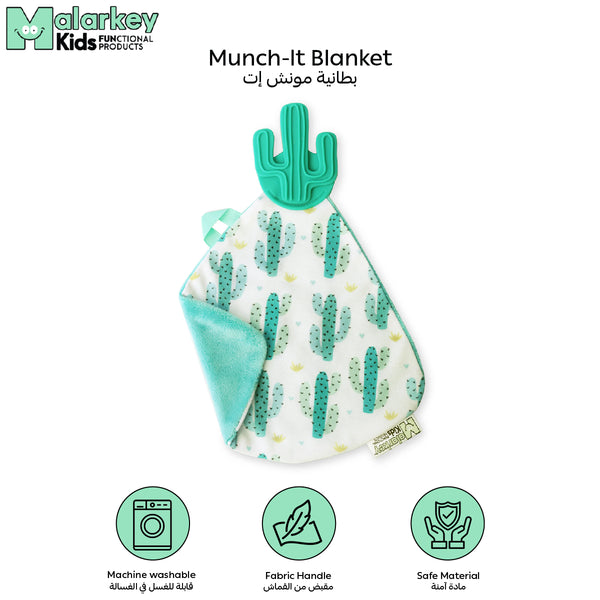 Teething Blanket for Babies | Soft Silicone Teether | Cactus Design | BPA-Free & Safe | Machine Washable | 25 x 25 x 3 cm | Suitable for 3-12 Months - MB02CC