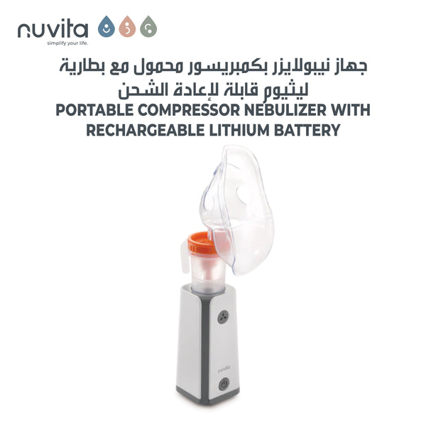 Portable Piston Nebulizer | Rechargeable Aerosol for Respiratory Therapy | Silent & Fast | For All Medications | Adjustable Flow | Includes Masks, Mouthpiece, and USB Cable