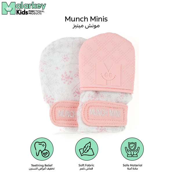 Dual-Sided Munch Mitts for Newborns | Teething & Anti-Scratch Mitts | Soft Silicone & Fabric | Adjustable Strap | 0-3 Months | Floral Wishes | Machine Washable | 9.5 x 8.5 x 3 CM - MINI04FL