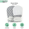 Dual-Sided Munch Mitts for Newborns | Teething & Anti-Scratch Mitts | Soft Silicone & Fabric | Adjustable Strap | 0-3 Months | Black & White Geo | Machine Washable - MINI06BW