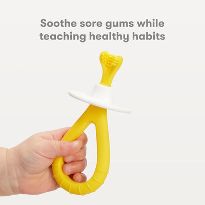 Frida Baby Training Toothbrush for Babies with Soft Silicone Bristles, Yellow