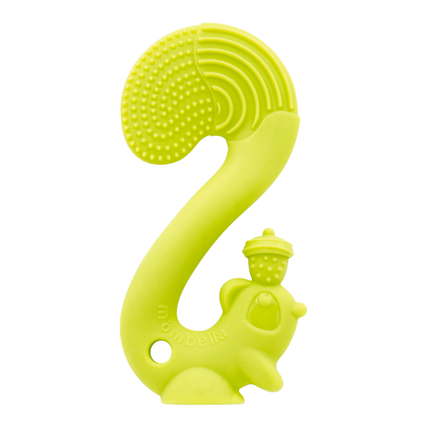 Mombella Squirrel Teether Toy for Babies 6+ Months – BPA-Free, Soft Silicone, Safe & Fun Teething Relief, Colorful Design, Easy-Grip for Tiny Hands - Green