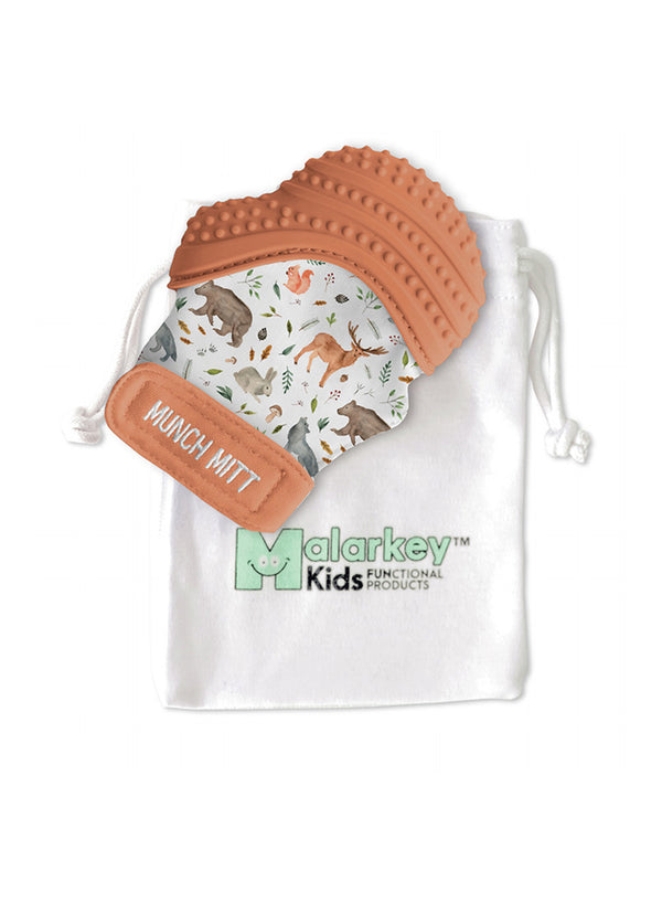 Munch Teething Mitten, Woodland Animal, Brick Color - MM22WA