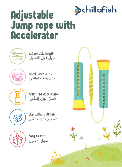 Skibbi Mint Adjustable Jump Rope | Twist to Fit | No Wire Cutting | 20-330cm | All ages