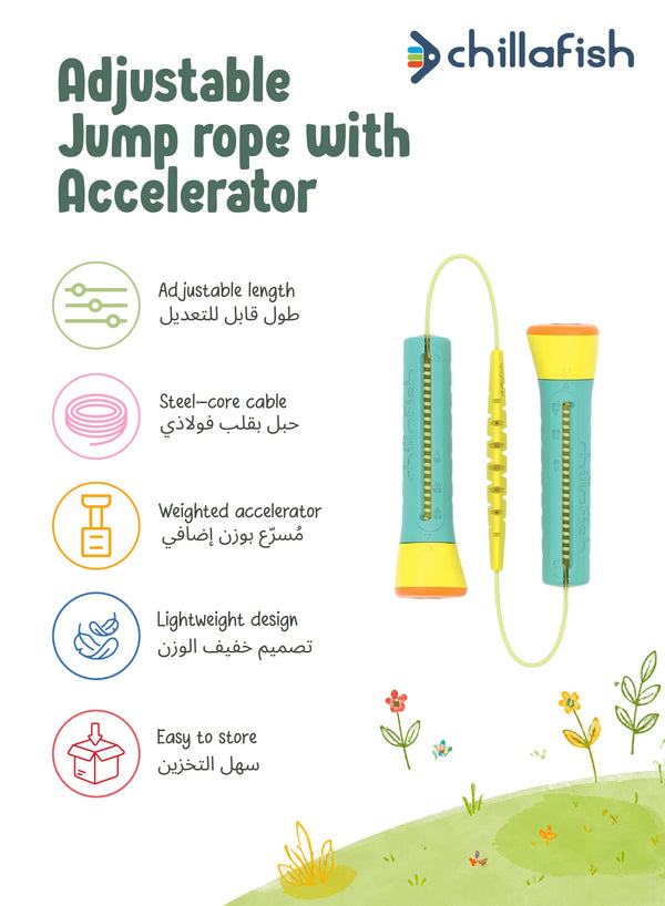 Skibbi Mint Adjustable Jump Rope | Twist to Fit | No Wire Cutting | 20-330cm | All ages