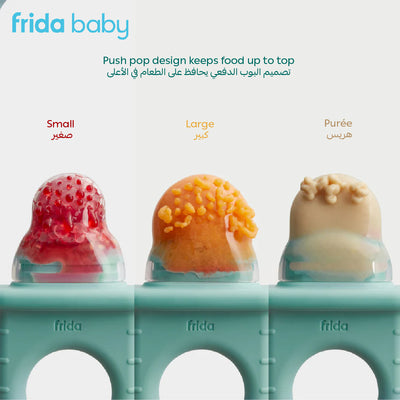 Push Pop Baby Food Feeder – Set of 3 – For Fresh & Frozen Fruits, Veggies & Purées – Safe Silicone Pacifier Feeder for Teething Relief – BPA-Free – 4+ Months
