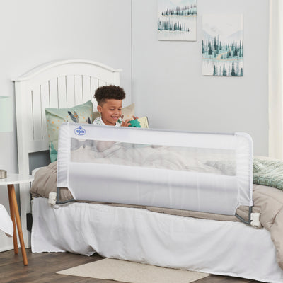 Regalo Extra Long Swing Down Bed Rail – Safe & Secure Toddler Bed Guard, Easy Fold Down, Sturdy & Breathable Mesh, Fits Twin to Queen Size Beds