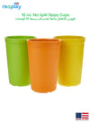 Drinking Cup Set of 3 - 295 ml | Orange | Yellow | Lime Green | BPA-Free | Dishwasher & Microwave Safe | Stackable & Durable | Made from Recycled Polypropylene