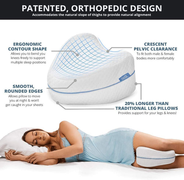 Contour Legacy Leg Pillow for Back, Hip, Legs, Knee & Joints | Memory Foam Cushion Pregnancy & Leg Positioner Pillows for Side Sleeping & Back Pain | As Seen on TV, White 29-450R