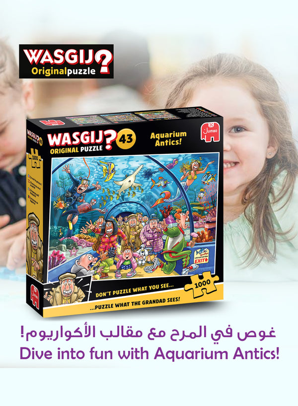 Wasgij Original 43: Aquarium Antics! Puzzle | 1000 Pieces | Unique Jigsaw Challenge | Test Your Imagination | Eco-Friendly | Fun for Adults & Kids | 68 x 49 cm