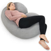 PharMeDoc Pregnancy Pillows, C-Shape Full Body Pillow – Jersey Cover Dark Grey – Pregnancy Pillows for Sleeping – Body Pillows for Adults, Maternity and Pregnancy Pillow