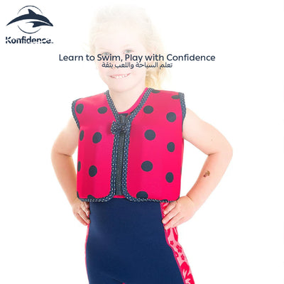 Konfidence Jacket | Buoyancy Aid for Swimming | Removable Floats | 4-5 Years | Lady Bird Pink | Ideal for Swimming Lessons & Water Fun | Adjustable