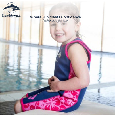 Warma Wetsuit | 2.5mm Neoprene Baby Swimwear | Adjustable Shoulder Straps | 100% UV Protection | Soft Lycra Binding | Pink Hibiscus | Ideal for Pool & Beach4 - 5 Years