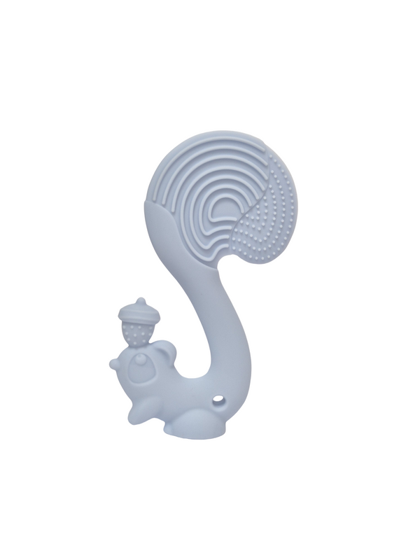 Mombella Squirrel Teether Toy for Babies 6+ Months – BPA-Free, Soft Silicone, Safe & Fun Teething Relief, Colorful Design, Easy-Grip for Tiny Hands - Blue