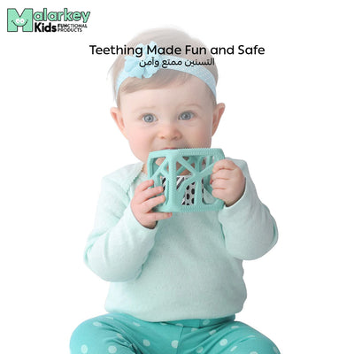 Chew Cube Baby Teether Rattle | Soft Food-Grade Silicone Teething Toy | BPA-Free | Stimulates Gripping & Motor Skills | 3M+ | Dimensions: L 8 x B 2 x H 10.5 cm - CC03M