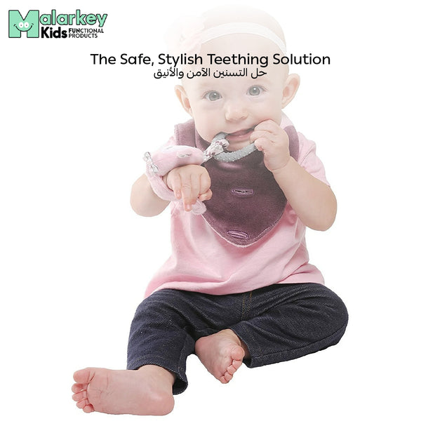3-in-1 Sensory Teething Toy & Bib | Pinky Penguin | 100% Food Grade Silicone | Adjustable Strap | BPA Free | Soft & Reversible Bib | For Babies 2-3 Months | 26.16 x 18.79 x 4.82 CM - BB05PE
