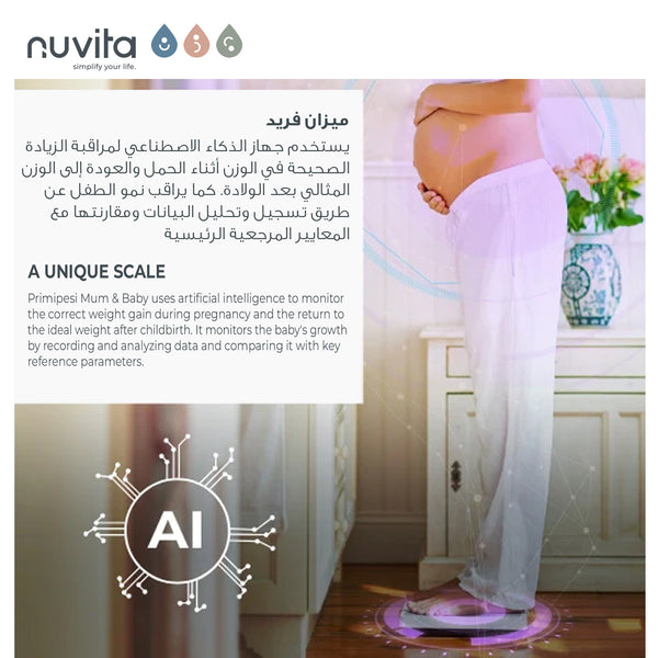 PrimiPesi Mum & Baby Smart Scale | Pregnancy, Newborn & Postpartum Monitoring | App Integration for Weight & Height Tracking | Accurate Measurements | Family Profiles | Bluetooth Enabled
