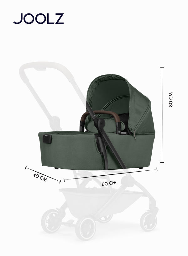 Joolz AER+ Carrycot for Stroller – Lightweight, Foldable & Travel-Friendly Baby Bassinet, Breathable Mattress, Ventilated Sun Hood, Newborn Comfort (0-6M) – Forest Green