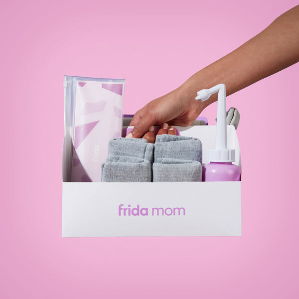 Frida Mom C-Section Recovery Kit for Labor, Delivery, & Postpartum - Includes Socks, Peri Bottle, Disposable Underwear, Abdominal Support Binder, Shower Wipes, Silicone Scar Patches, Toiletry Bag