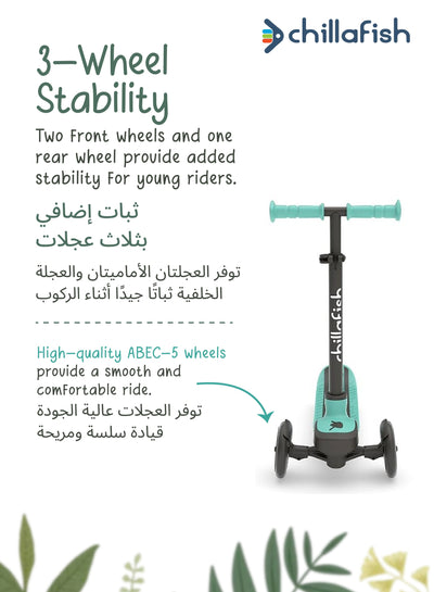 Scotti Mint 3-Wheel Lean-to-Steer Kids Scooter | Integrated Footbrake | Detachable Bar | 3+ years