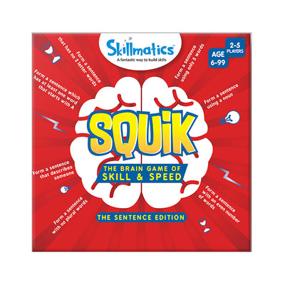 Squik Sentence Family Word Tile Board Game | Fast Fun Educational Vocabulary Grammar Game | Build Sentences to Win Goal Cards | Kids Adults | Ages 6 and Up