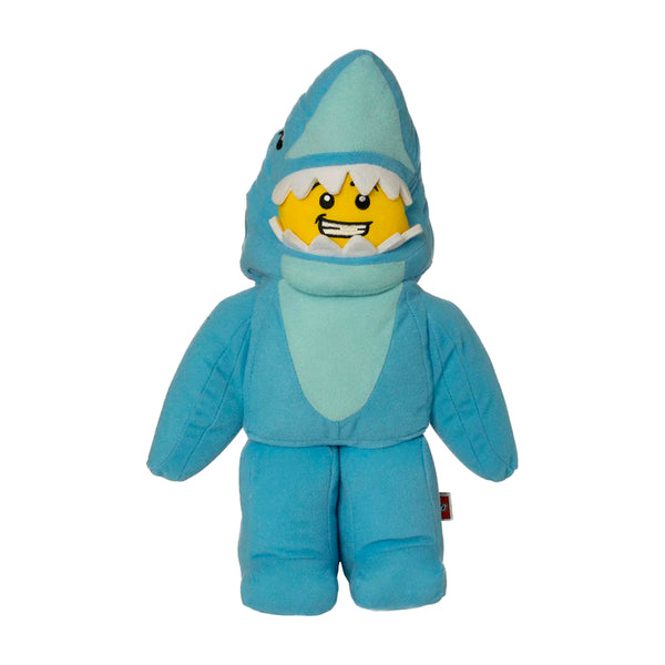 Manhattan Toys LEGO Shark Suit Guy Plush Character Toy, Soft Collectible Costume Doll for Kids, Cute Room Decor, Gift for Boys & Girls, Stuffed Figure, 17.8W x 9D x 35.5H cm