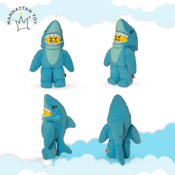 Manhattan Toys LEGO Shark Suit Guy Plush Character Toy, Soft Collectible Costume Doll for Kids, Cute Room Decor, Gift for Boys & Girls, Stuffed Figure, 17.8W x 9D x 35.5H cm