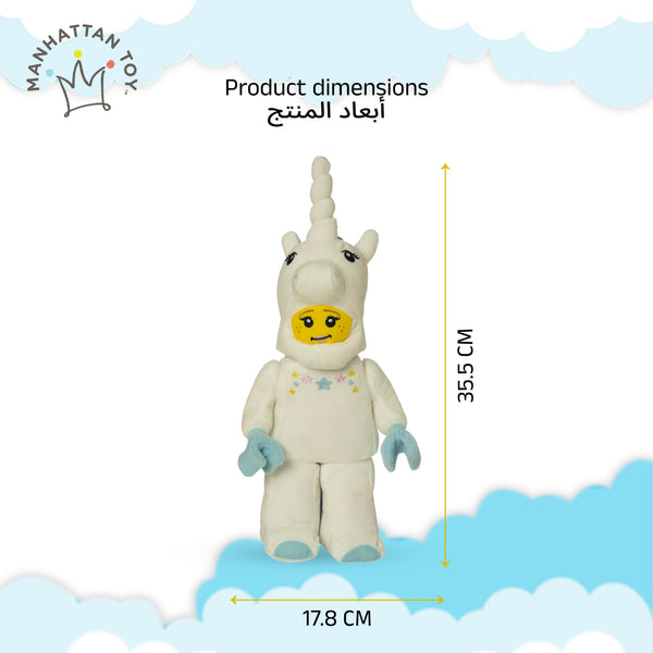 Manhattan Toys LEGO Unicorn Girl Plush Character Toy, Soft Collectible Fantasy Doll for Kids, Cute Room Decor, Gift for Boys & Girls, Stuffed Figure, 35.5 cm