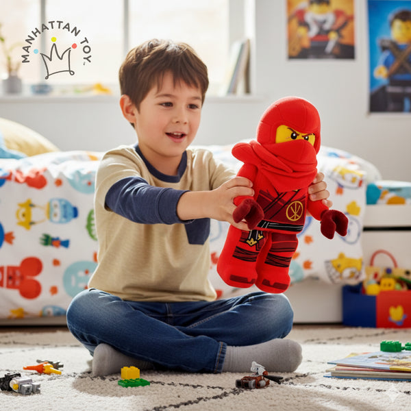 Manhattan Toys LEGO Ninjago Kai Plush Character Toy, Soft Collectible Ninja Doll for Kids, Bedroom Decor, Gift for Boys & Girls, Stuffed Figure, 17.8W x 9D x 35.5H cm