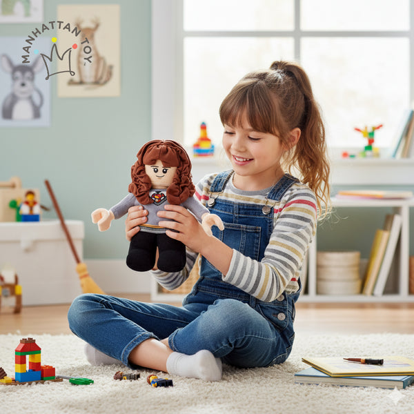 Manhattan Toys LEGO Hermione Granger Plush Character Toy, Soft Collectible Wizard Doll for Kids, Room Decor, Gift for Boys & Girls, Stuffed Figure, 17.8W x 12.1D x 30.5H cm